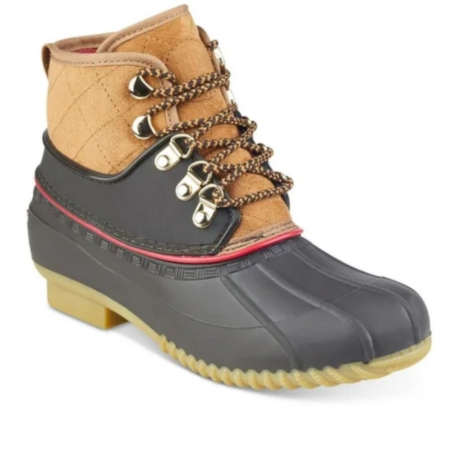 Nib Tommy Hilfiger Rinah Brown Lace Up Quilted Duck Boots